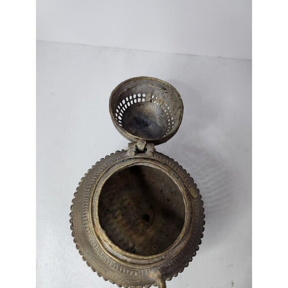 VTG Dhokra Tribal Indian Art Bronze Metal Incense Burner Box Lidded Mid Century - Picture 7 of 8